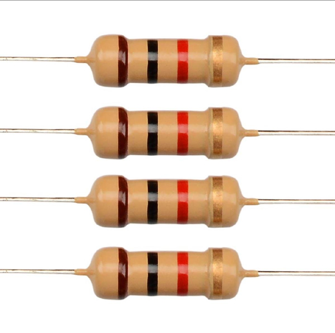 20PCS 1K Ohm Carbon Film Resistors – 1/4W 5% Tolerance | Fixed Passive Components