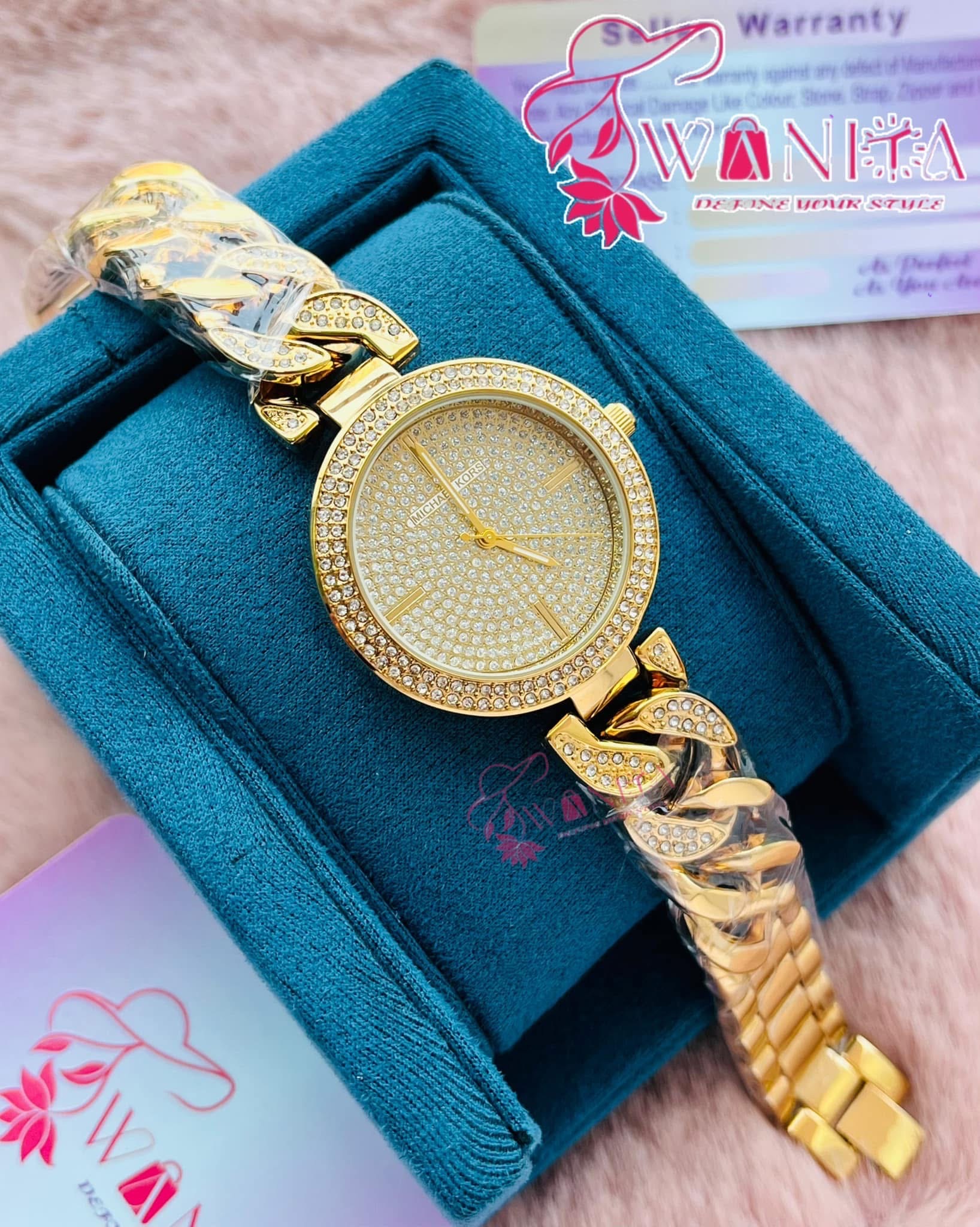 Michael Kors Full Golden Stone Chain Watch