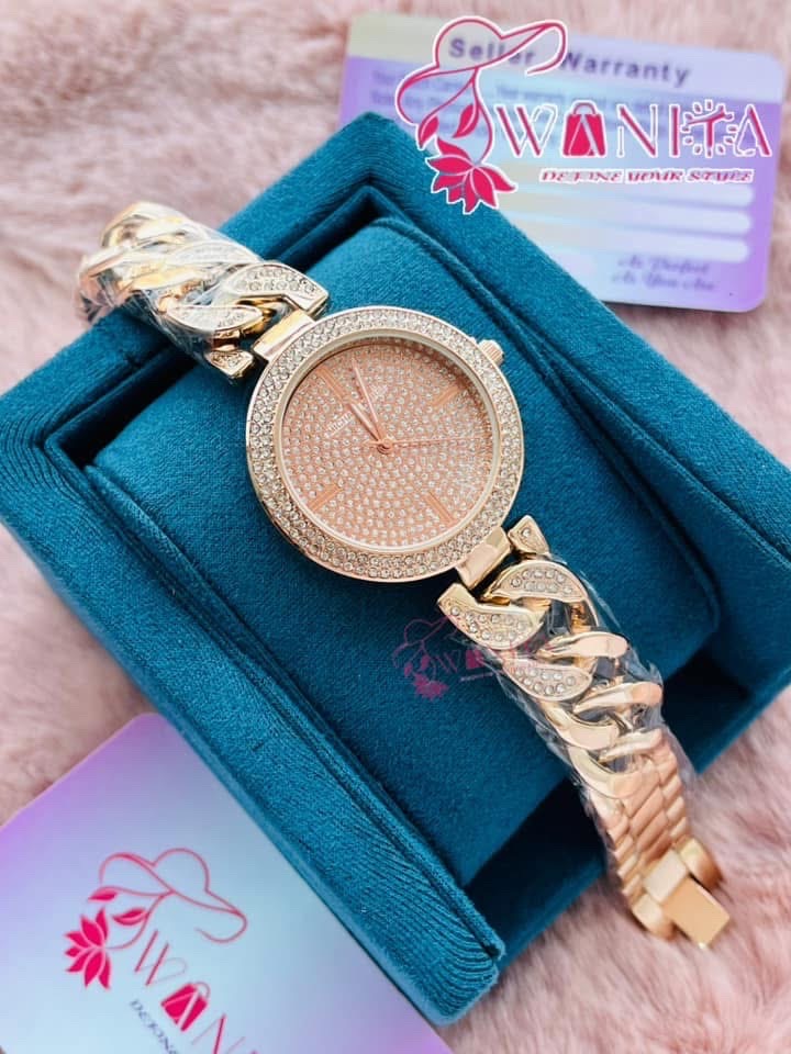 Michael Kors Full Rose Gold Stone Chain Watch