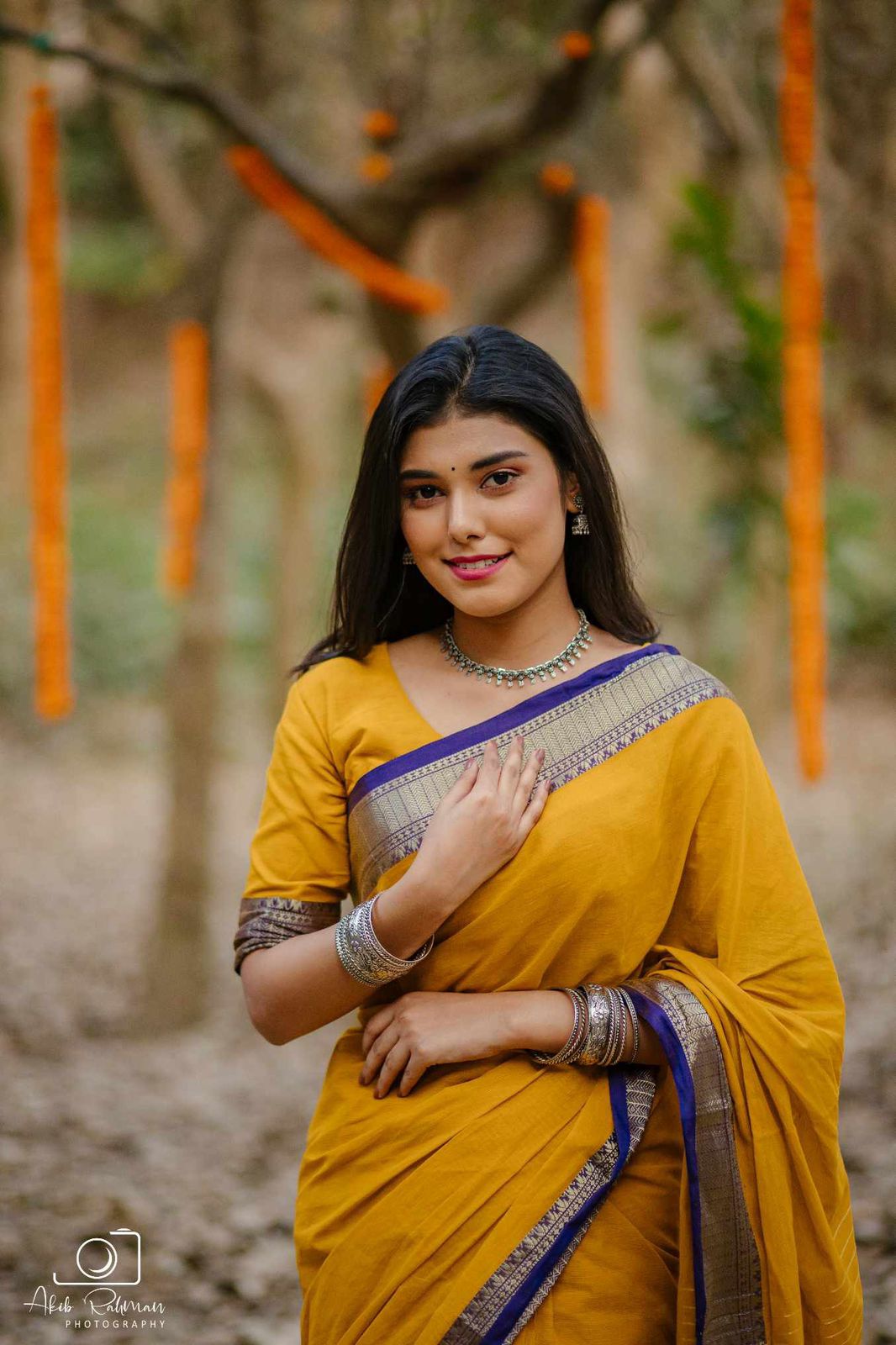 Handloom mustard colour saree