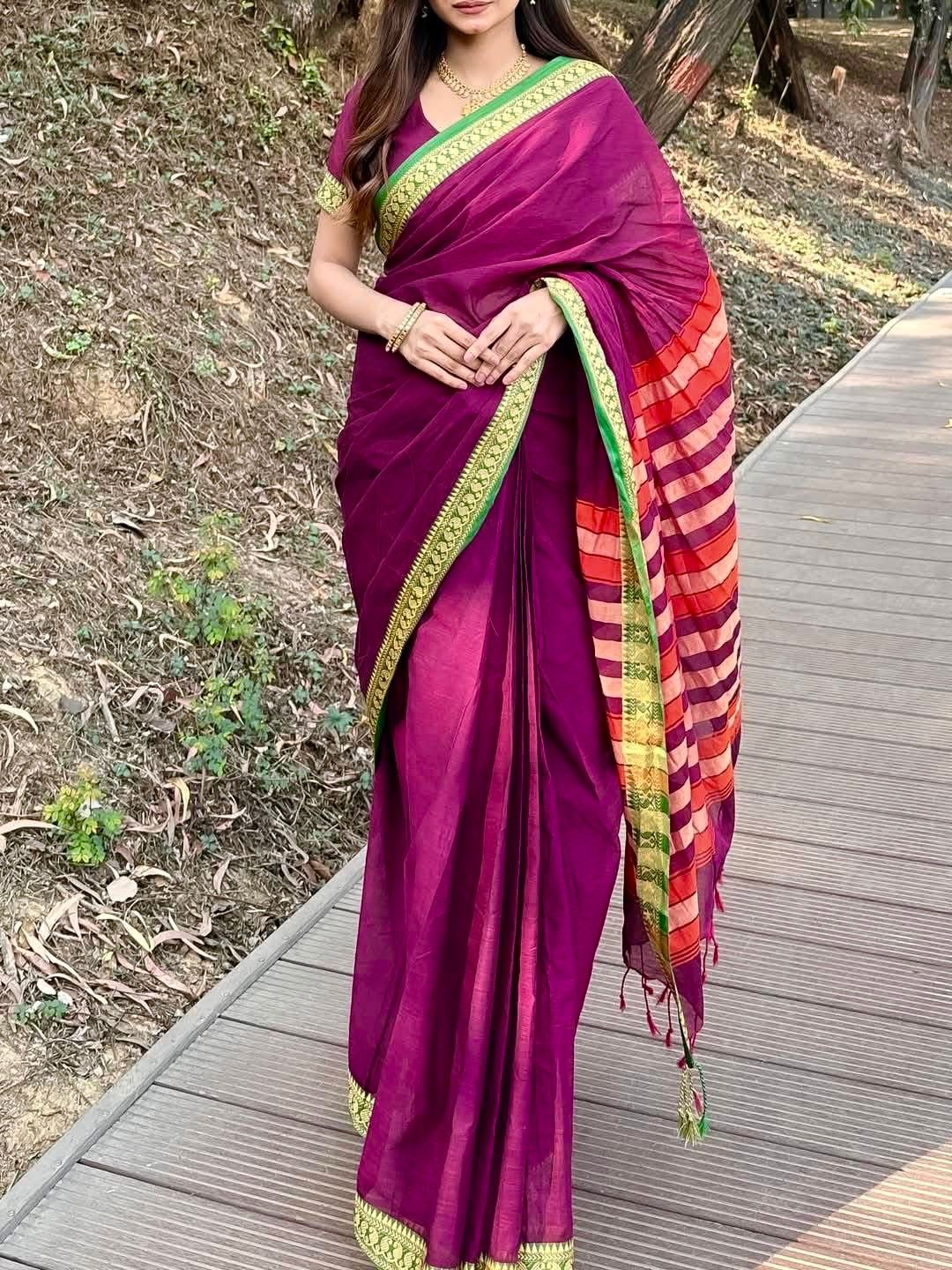Handloom purple green par saree_img_1