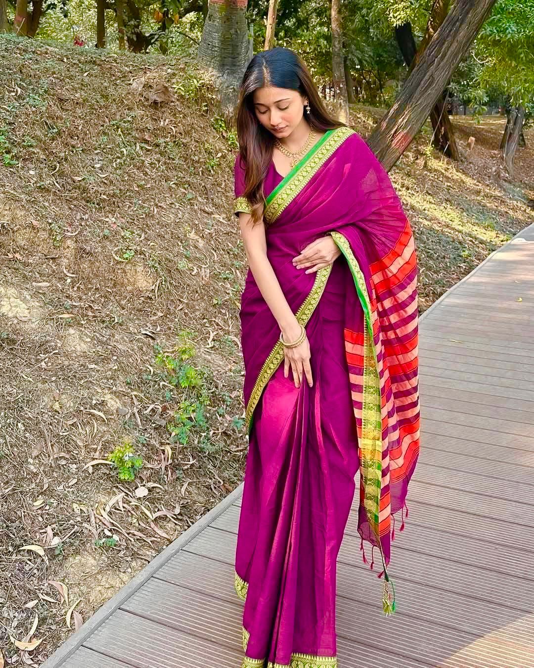 Handloom purple green par saree_img_4
