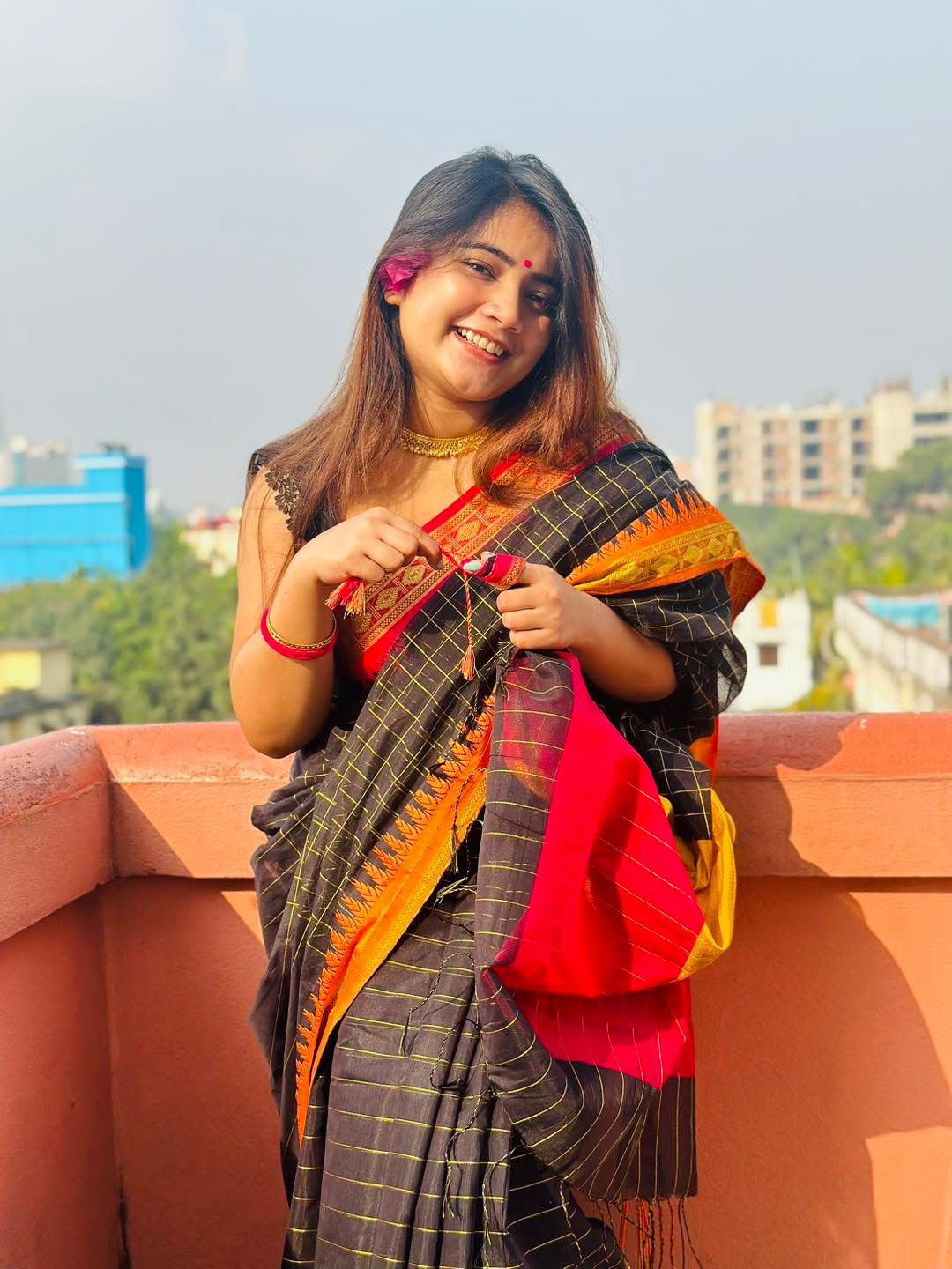 Handloom black pink par saree_img_5