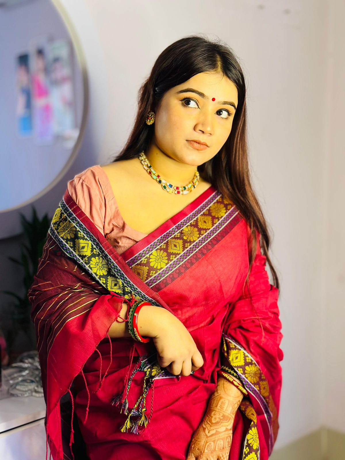 Handloom maroon saree