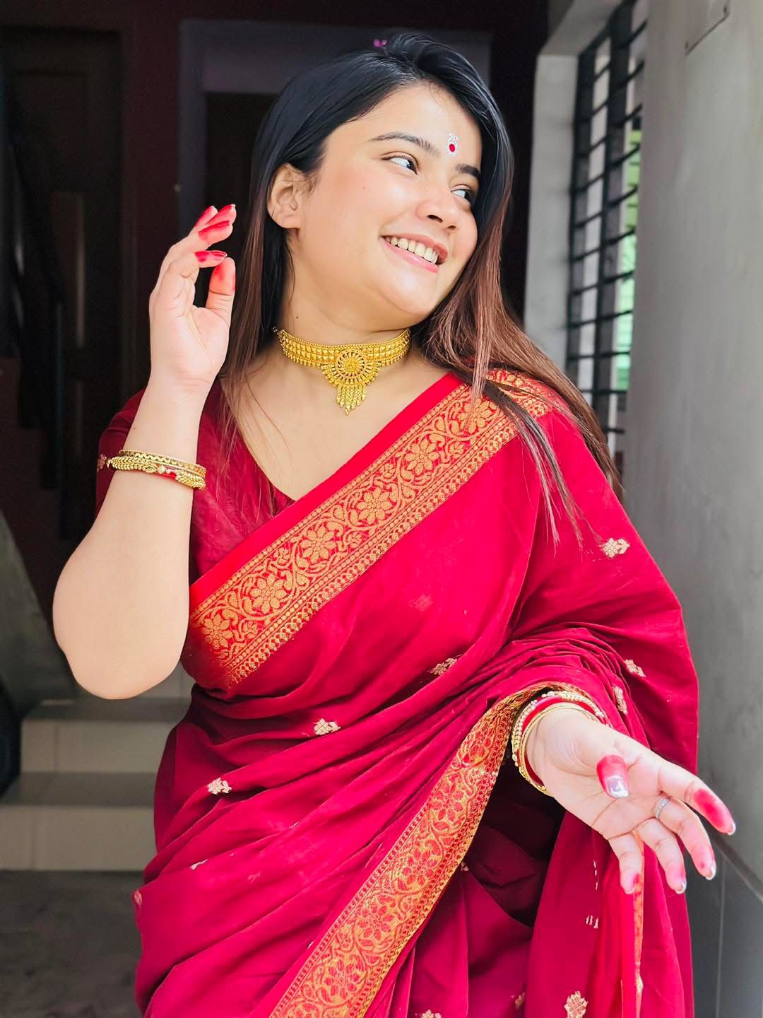 Handloom maroon saree