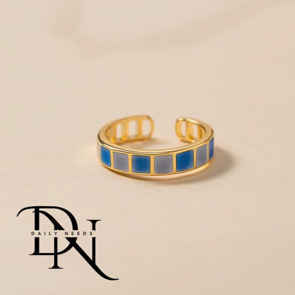 Emerald Open Ring for Women & Men | Minimalist Geometric Adjustable Alloy Ring | European & American Trend Jewelry Spring 2025_img_7