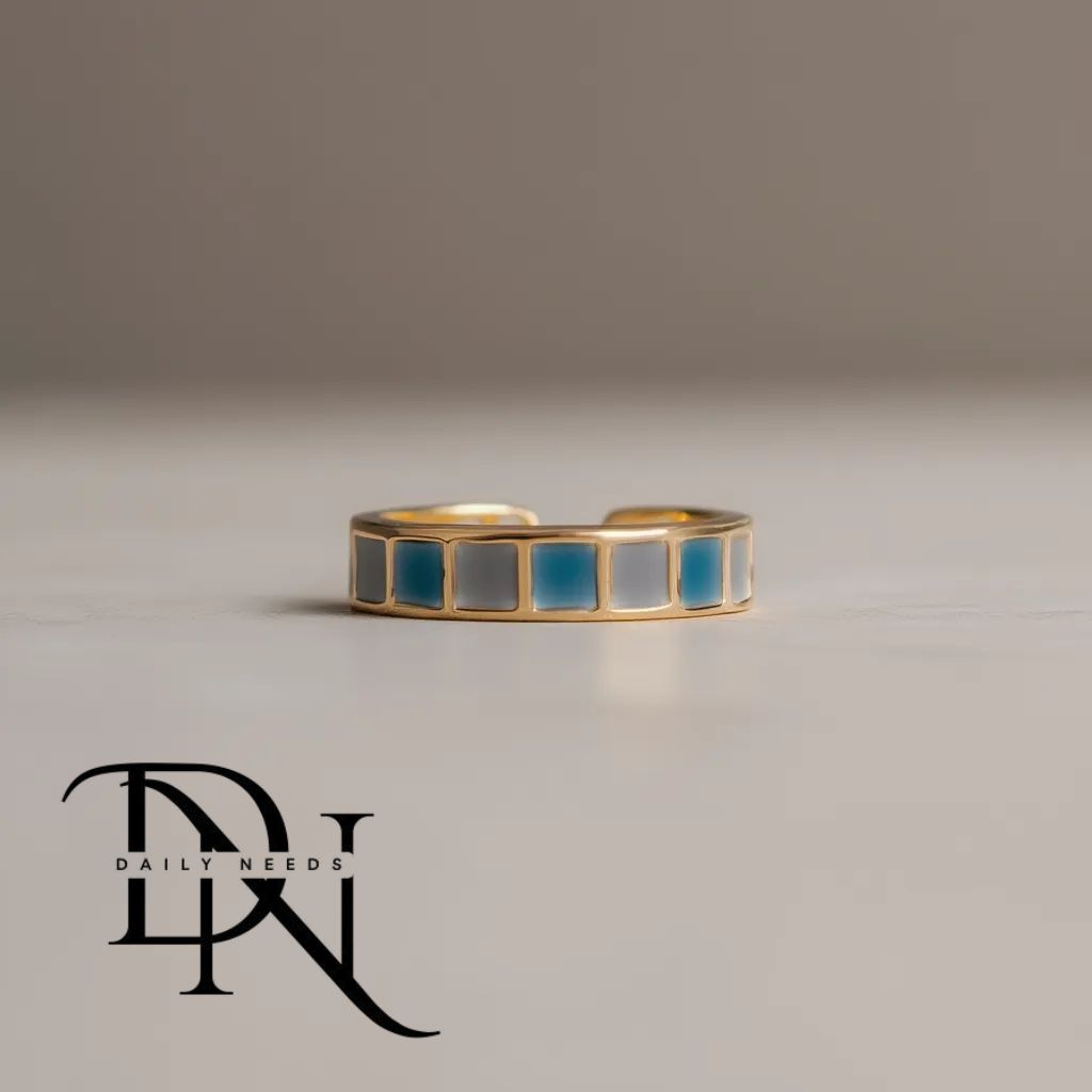 Emerald Open Ring for Women & Men | Minimalist Geometric Adjustable Alloy Ring | European & American Trend Jewelry Spring 2025_img_8