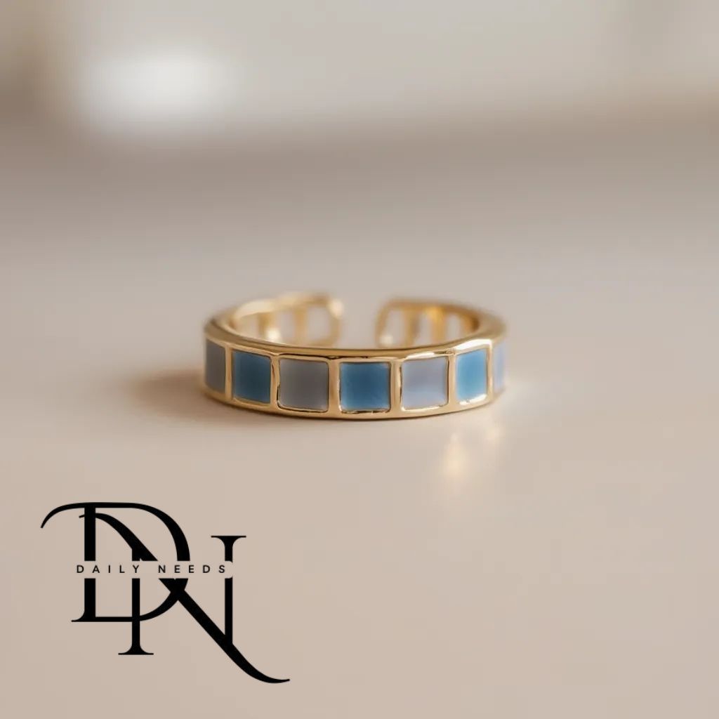 Emerald Open Ring for Women & Men | Minimalist Geometric Adjustable Alloy Ring | European & American Trend Jewelry Spring 2025_img_9