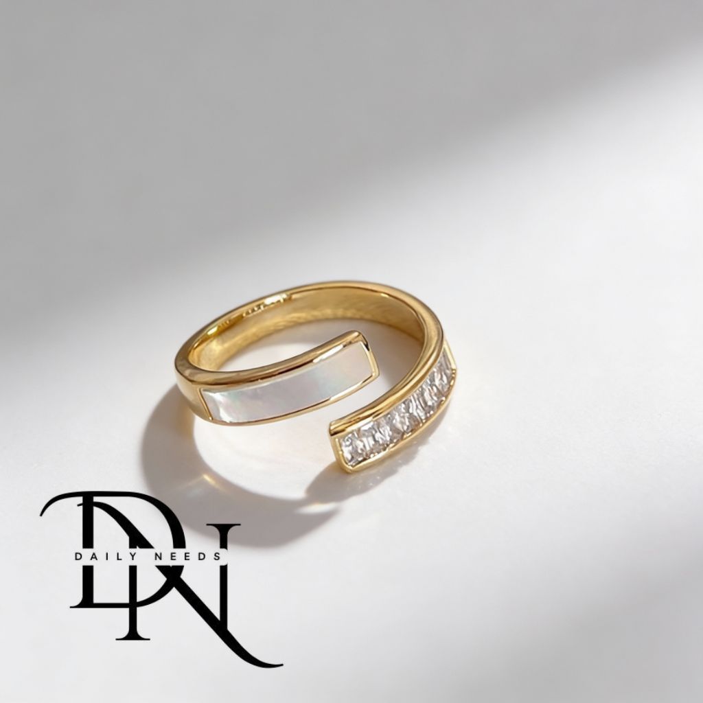 Emerald Open Ring for Women & Men | Minimalist Geometric Adjustable Alloy Ring | European & American Trend Jewelry Spring 2025_img_10