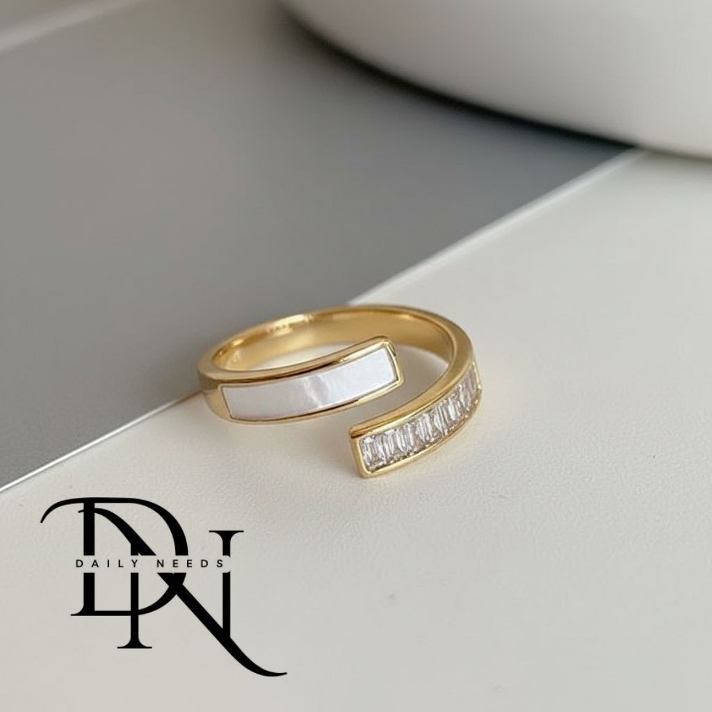 Emerald Open Ring for Women & Men | Minimalist Geometric Adjustable Alloy Ring | European & American Trend Jewelry Spring 2025_img_11