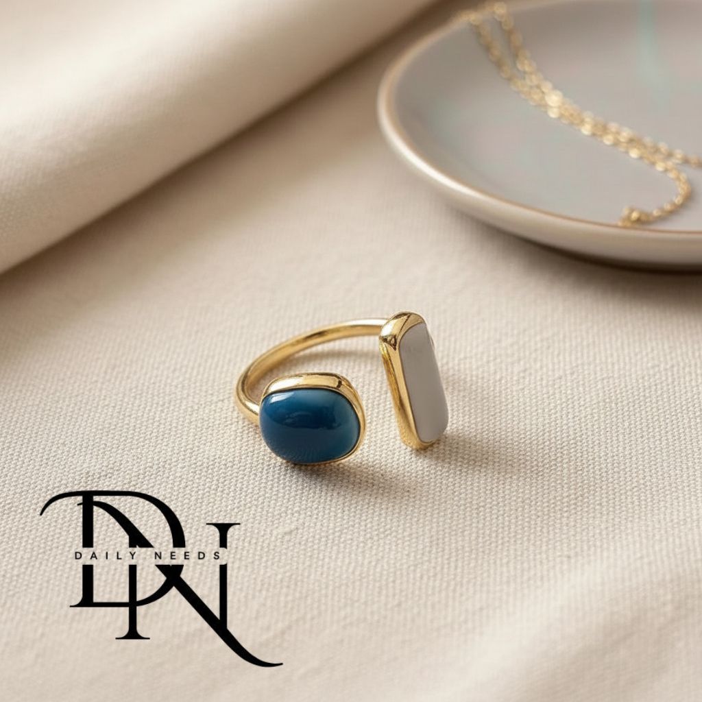 Emerald Open Ring for Women & Men | Minimalist Geometric Adjustable Alloy Ring | European & American Trend Jewelry Spring 2025_img_4