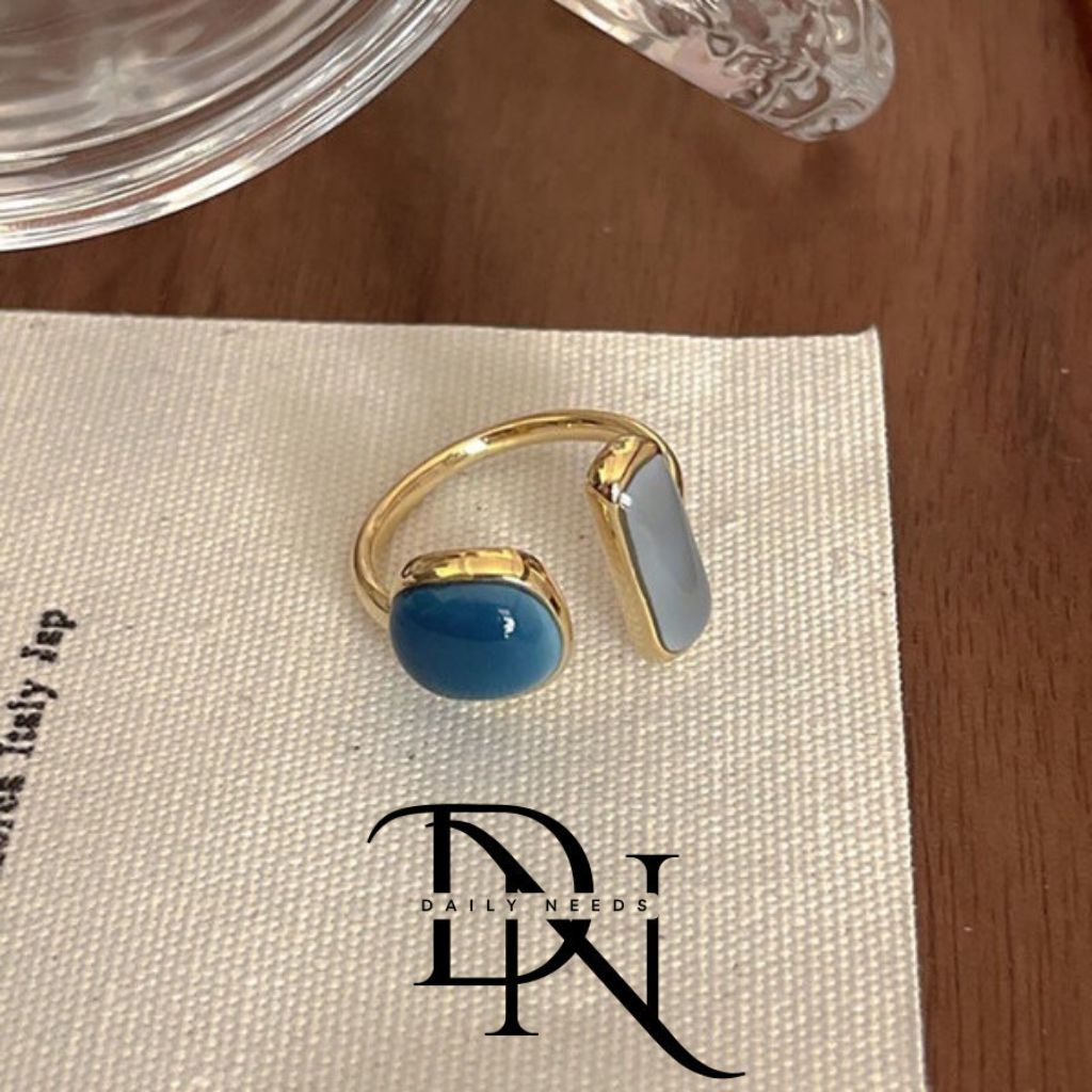 Emerald Open Ring for Women & Men | Minimalist Geometric Adjustable Alloy Ring | European & American Trend Jewelry Spring 2025_img_19