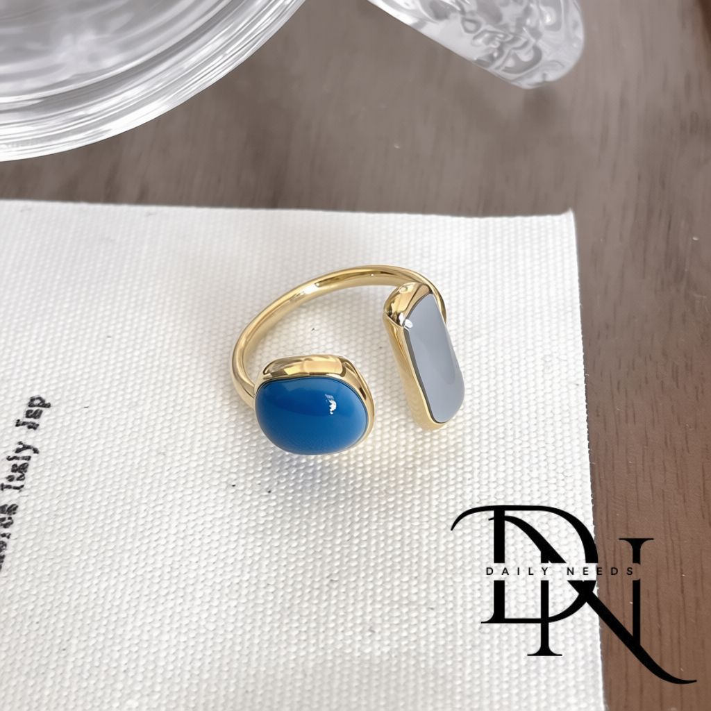 Emerald Open Ring for Women & Men | Minimalist Geometric Adjustable Alloy Ring | European & American Trend Jewelry Spring 2025_img_2