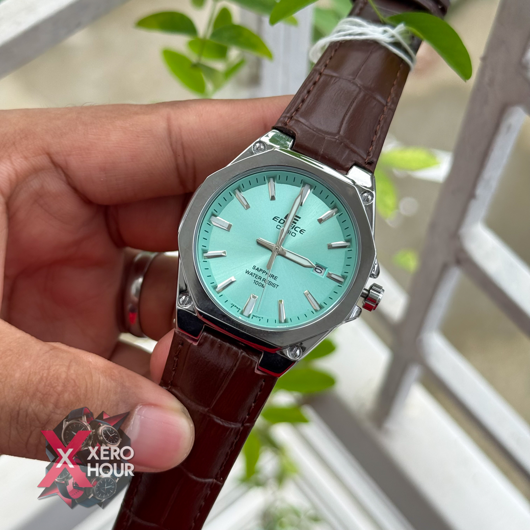 Edifice AA Grade | Leather Belt Plain Dial |  Brown belt Tiffany Dial