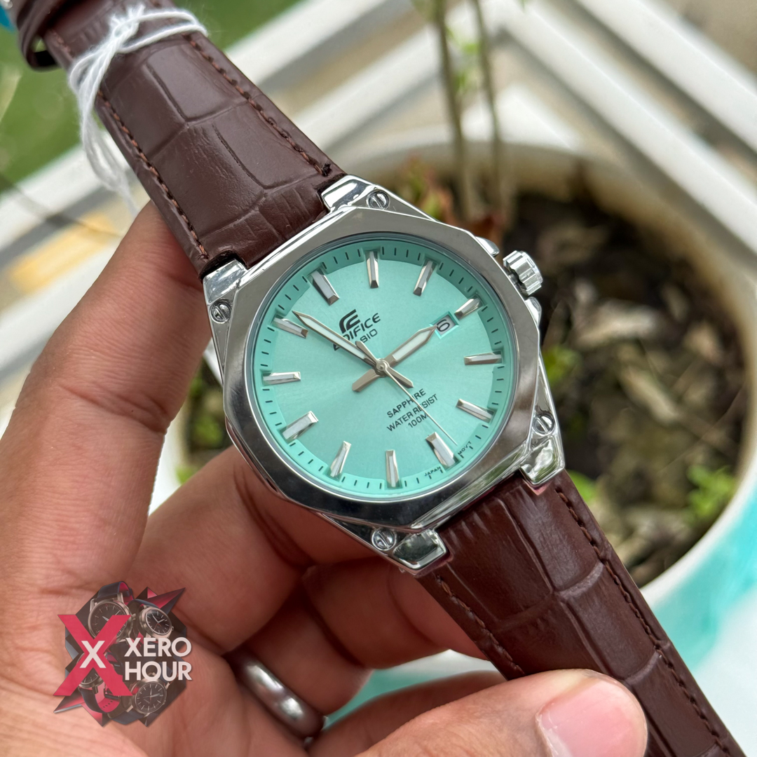 Edifice AA Grade | Leather Belt Plain Dial |  Brown belt Tiffany Dial_img_2