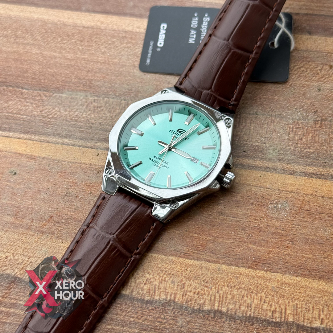 Edifice AA Grade | Leather Belt Plain Dial |  Brown belt Tiffany Dial_img_5