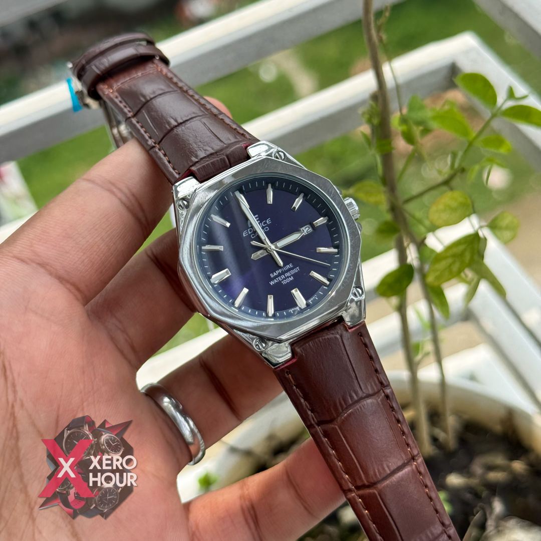 Edifice AA Grade | Leather Belt Plain Dial | Brown Belt Blue Dial_img_2