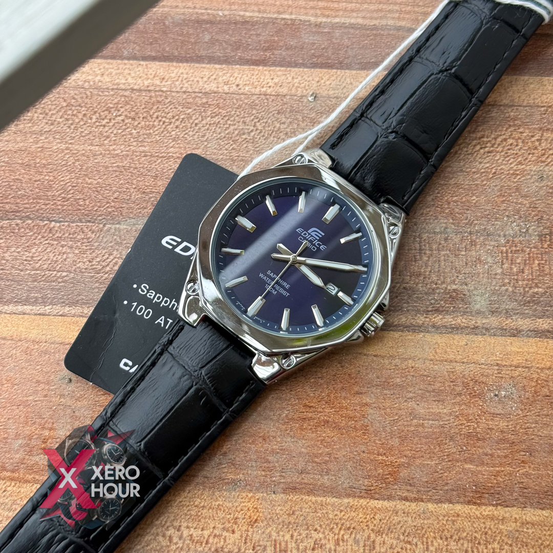 Edifice AA Grade | Leather Belt Plain Dial | Black belt Blue Dial