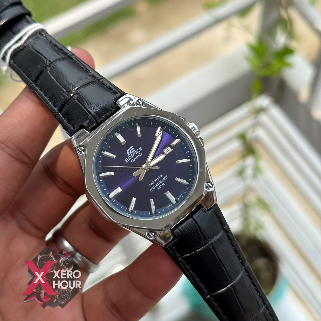 Edifice AA Grade | Leather Belt Plain Dial | Black belt Blue Dial_img_2