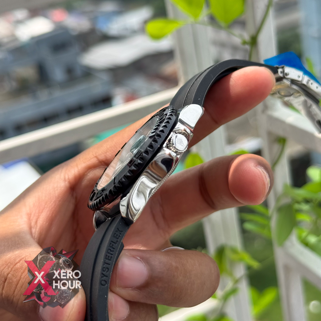 Rolex Yacth Master Silver Black Dial | Silicon Strap_img_1