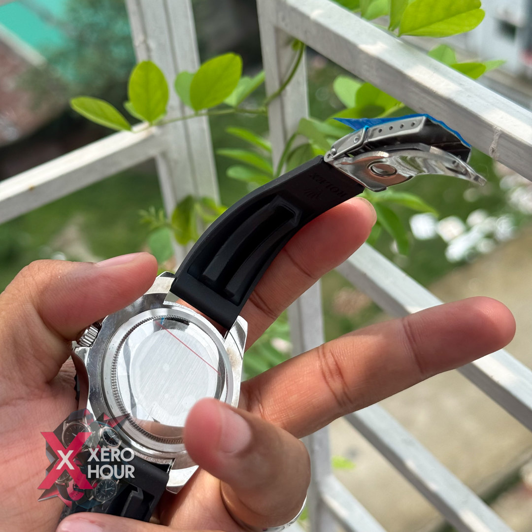 Rolex Yacth Master Silver Black Dial | Silicon Strap_img_2