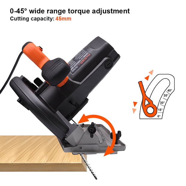 HARDEN 7" Circular Saw, 1250W, 185mm, 5200rpm, Cutting capacity: 45 degree:45mm, 90 degree:65mm; 751522_img_2
