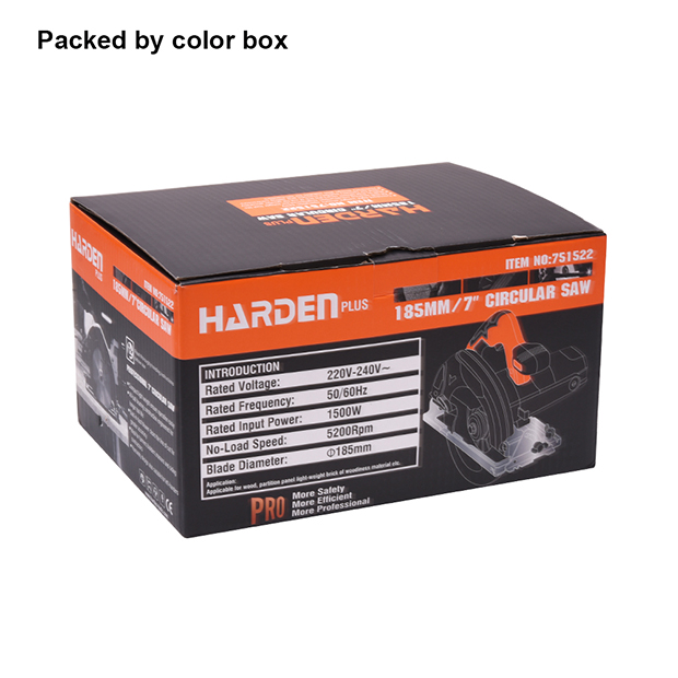 HARDEN 7" Circular Saw, 1250W, 185mm, 5200rpm, Cutting capacity: 45 degree:45mm, 90 degree:65mm; 751522_img_5