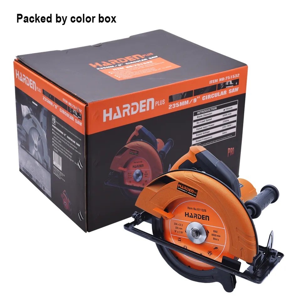HARDEN 235mm Circular Saw, 2300W, (9-1/2"), Hand Electric Saw Machine Electric Circular Saw For Wood Cutting; Model 751532_img_1