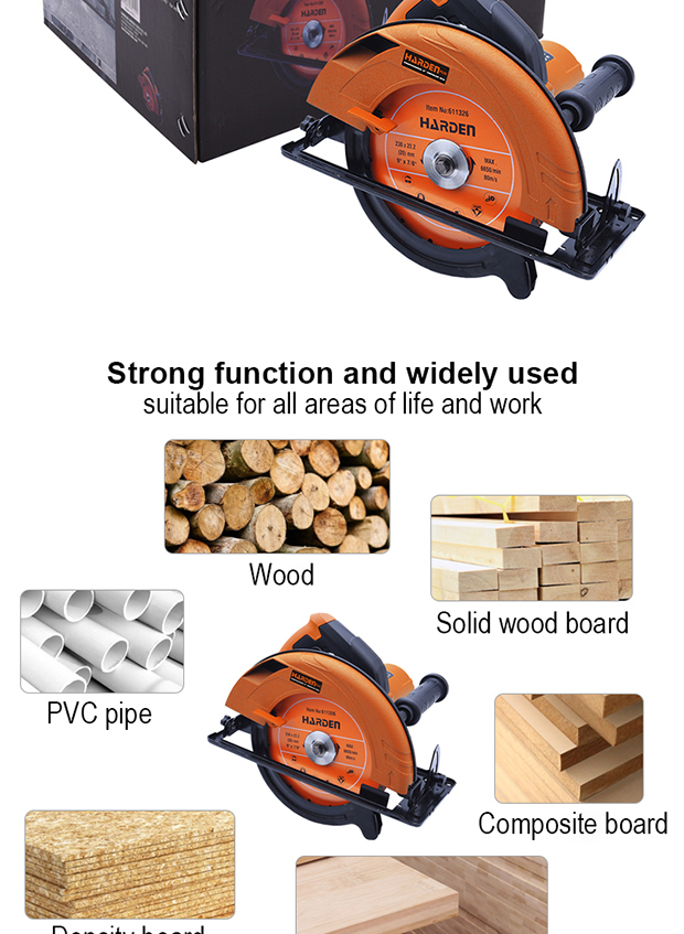 HARDEN 235mm Circular Saw, 2300W, (9-1/2"), Hand Electric Saw Machine Electric Circular Saw For Wood Cutting; Model 751532_img_7