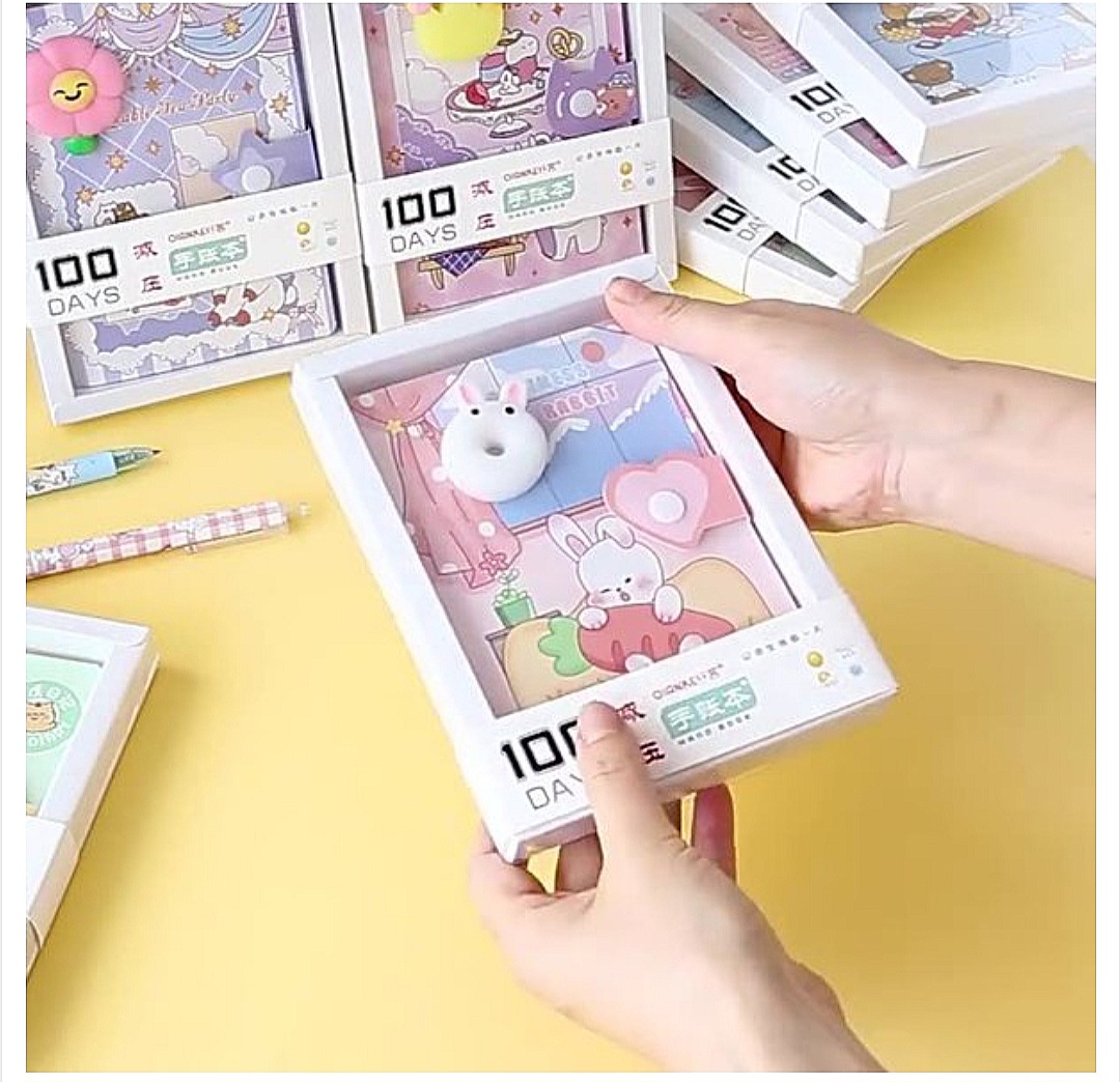 Cartoon Decompression Notebook Student Prize Gift Notebook Stationery Gift Box Set_img_2