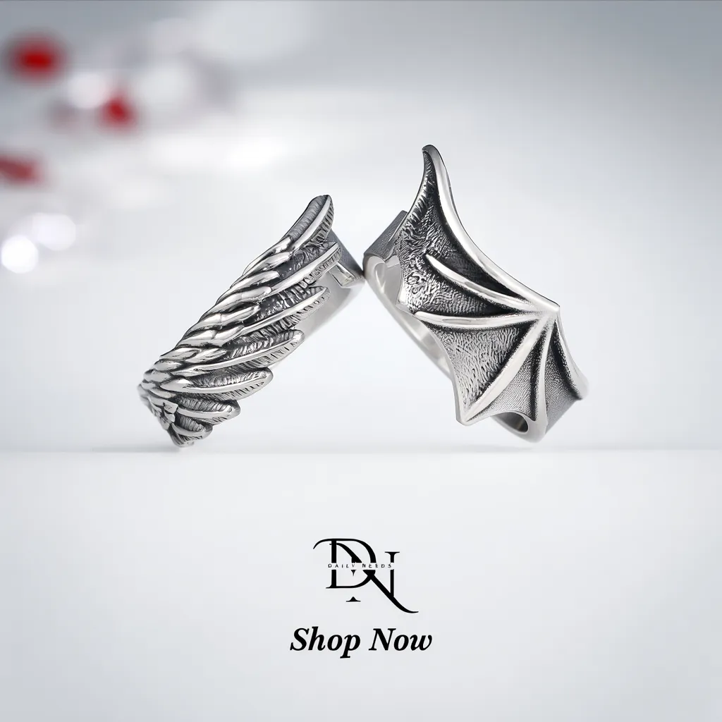 Angel & Devil Wings Couple Ring | Thai Silver Personality Open Ring_img_3