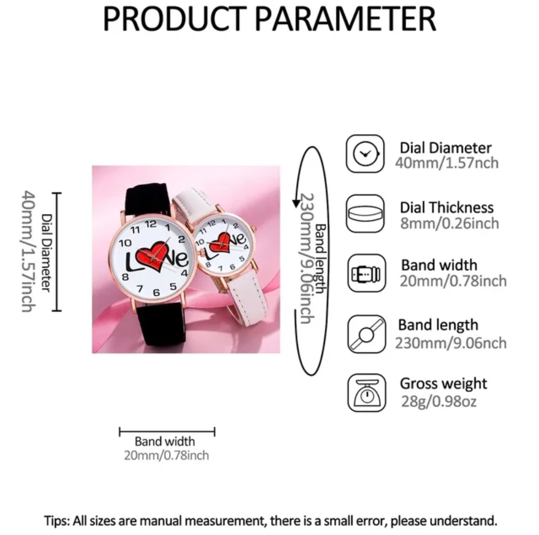 2-Piece Top Luxury Couple Digital LOVE Leather Quartz Watch Set For Men And Women Casual Valentine's Day Christmas Gift_img_2