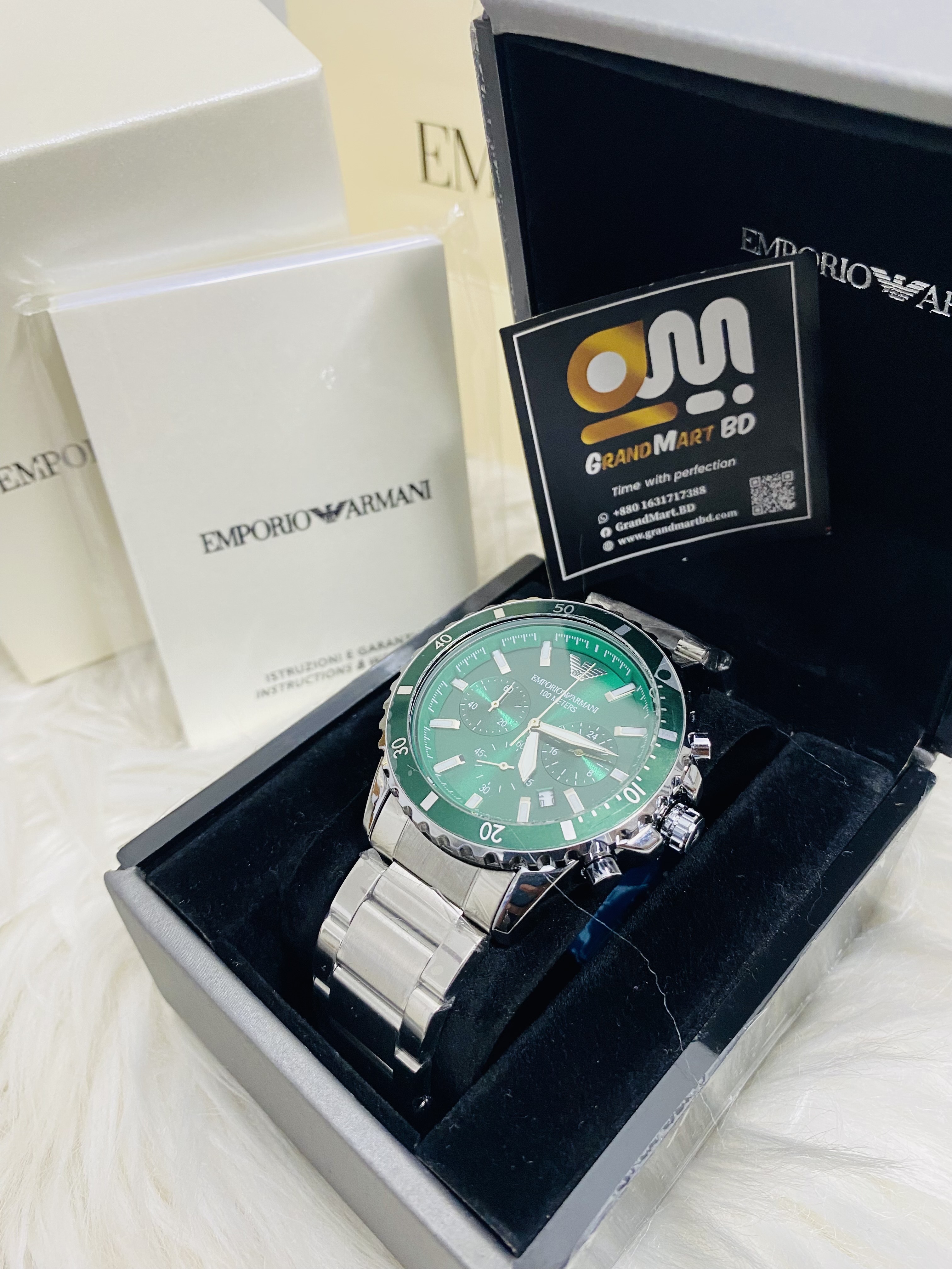 Emporio Armani World explore Green Dial Chronograph mens watch