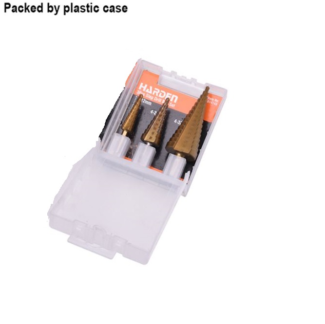 HARDEN 3 Pcs Step Drill Bit Set | Titanium Coated HSS | Multi-Range Hole Enlargement | Model: 614143_img_2