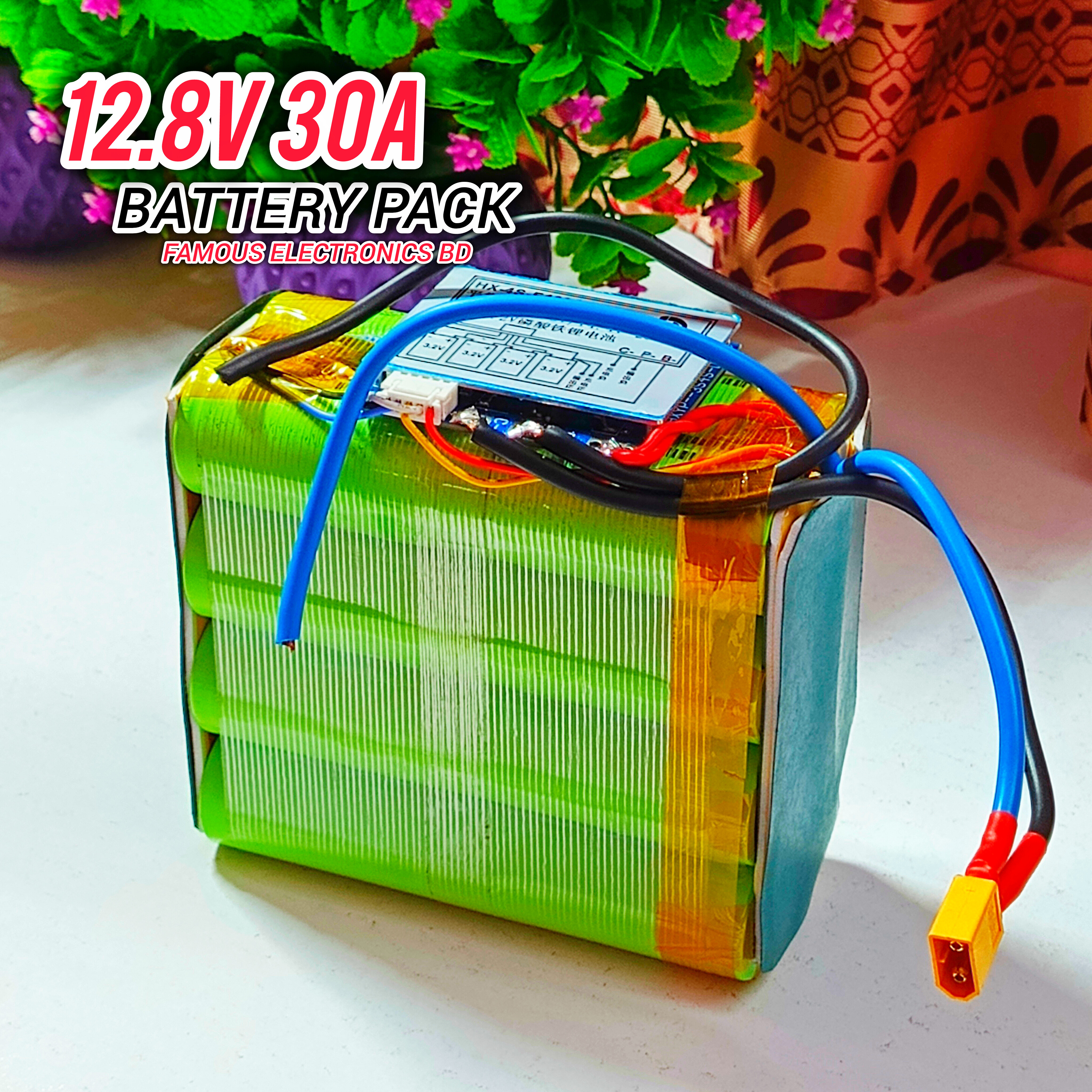 12.8V 30Ah LiFePO4 Battery Pack | 4S 100A BMS | Heavy-Duty Battery Pack_img_2