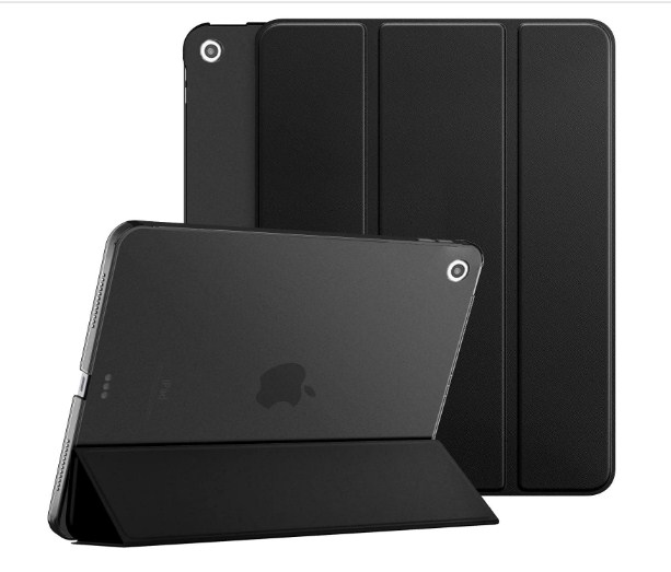 Premium Flexible Soft TPU Flip Case For Apple iPad 9.7 Case (2018/2017 Model, 6th/5th Generation), Smart Cover with Pencil Holder and Soft Baby Skin Silicone Back and Full Body Protection, Auto Wake/Sleep Cover (Black/Navy Blue) A1823 A1822 A1954 A1893_img_1