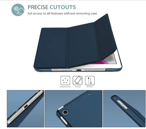 Premium Flexible Soft TPU Flip Case For Apple iPad 9.7 Case (2018/2017 Model, 6th/5th Generation), Smart Cover with Pencil Holder and Soft Baby Skin Silicone Back and Full Body Protection, Auto Wake/Sleep Cover (Black/Navy Blue) A1823 A1822 A1954 A1893_img_4
