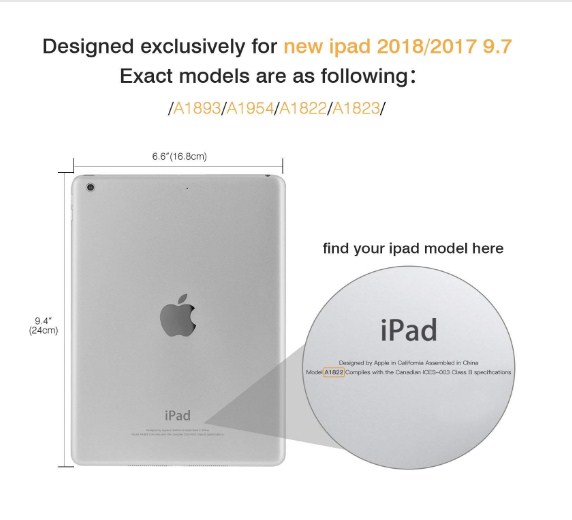 Premium Flexible Soft TPU Flip Case For Apple iPad 9.7 Case (2018/2017 Model, 6th/5th Generation), Smart Cover with Pencil Holder and Soft Baby Skin Silicone Back and Full Body Protection, Auto Wake/Sleep Cover (Black/Navy Blue) A1823 A1822 A1954 A1893_img_7