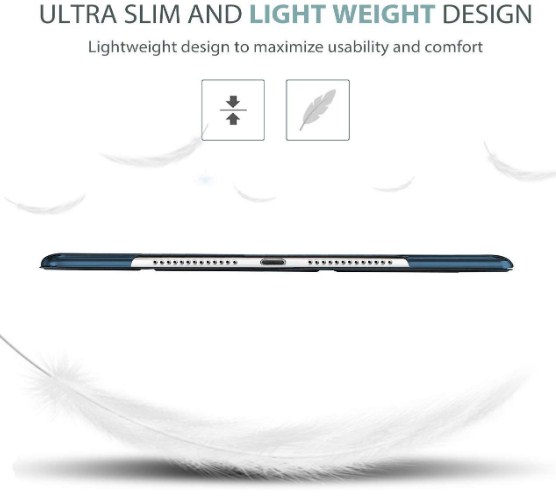 Premium Flexible Soft TPU Flip Case For Apple iPad 9.7 Case (2018/2017 Model, 6th/5th Generation), Smart Cover with Pencil Holder and Soft Baby Skin Silicone Back and Full Body Protection, Auto Wake/Sleep Cover (Black/Navy Blue) A1823 A1822 A1954 A1893_img_2