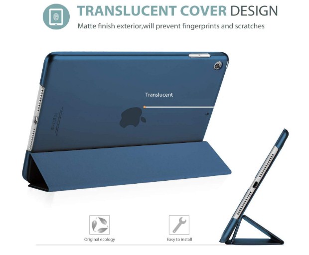 Premium Flexible Soft TPU Flip Case For Apple iPad 9.7 Case (2018/2017 Model, 6th/5th Generation), Smart Cover with Pencil Holder and Soft Baby Skin Silicone Back and Full Body Protection, Auto Wake/Sleep Cover (Black/Navy Blue) A1823 A1822 A1954 A1893_img_3