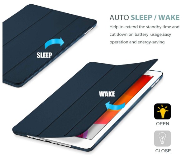 Premium Flexible Soft TPU Flip Case For Apple iPad 9.7 Case (2018/2017 Model, 6th/5th Generation), Smart Cover with Pencil Holder and Soft Baby Skin Silicone Back and Full Body Protection, Auto Wake/Sleep Cover (Black/Navy Blue) A1823 A1822 A1954 A1893_img_5