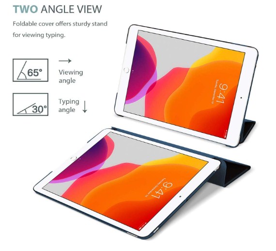 Premium Flexible Soft TPU Flip Case For Apple iPad 9.7 Case (2018/2017 Model, 6th/5th Generation), Smart Cover with Pencil Holder and Soft Baby Skin Silicone Back and Full Body Protection, Auto Wake/Sleep Cover (Black/Navy Blue) A1823 A1822 A1954 A1893_img_6