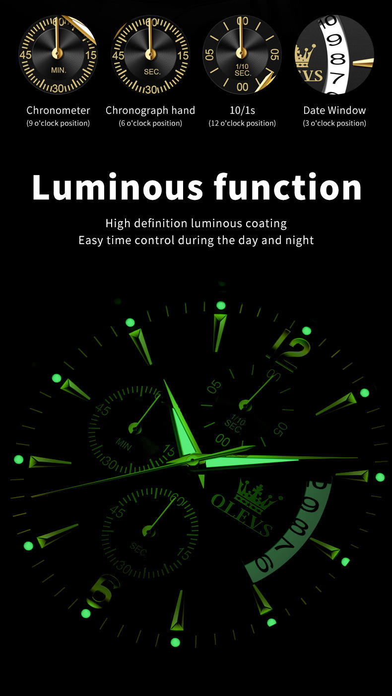 OLEVS 2867 Gents Chain Watch- Black Dial- Golden Bezel- Silver+Golden Chain- TF Code_img_6