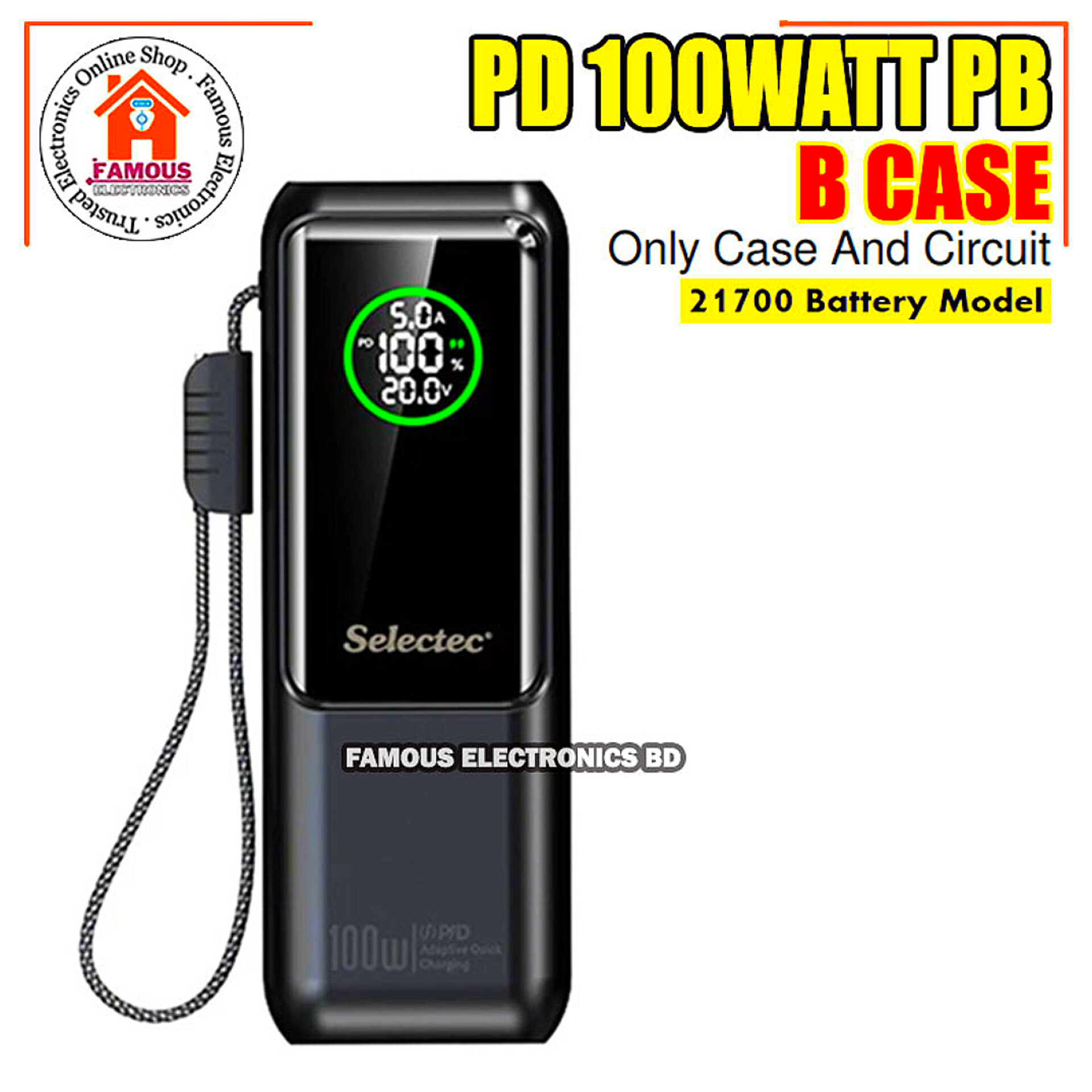 100W Super Fast Charging Power Bank Case (Battery Not Included) | Built-in Cable | LED Display_img_4