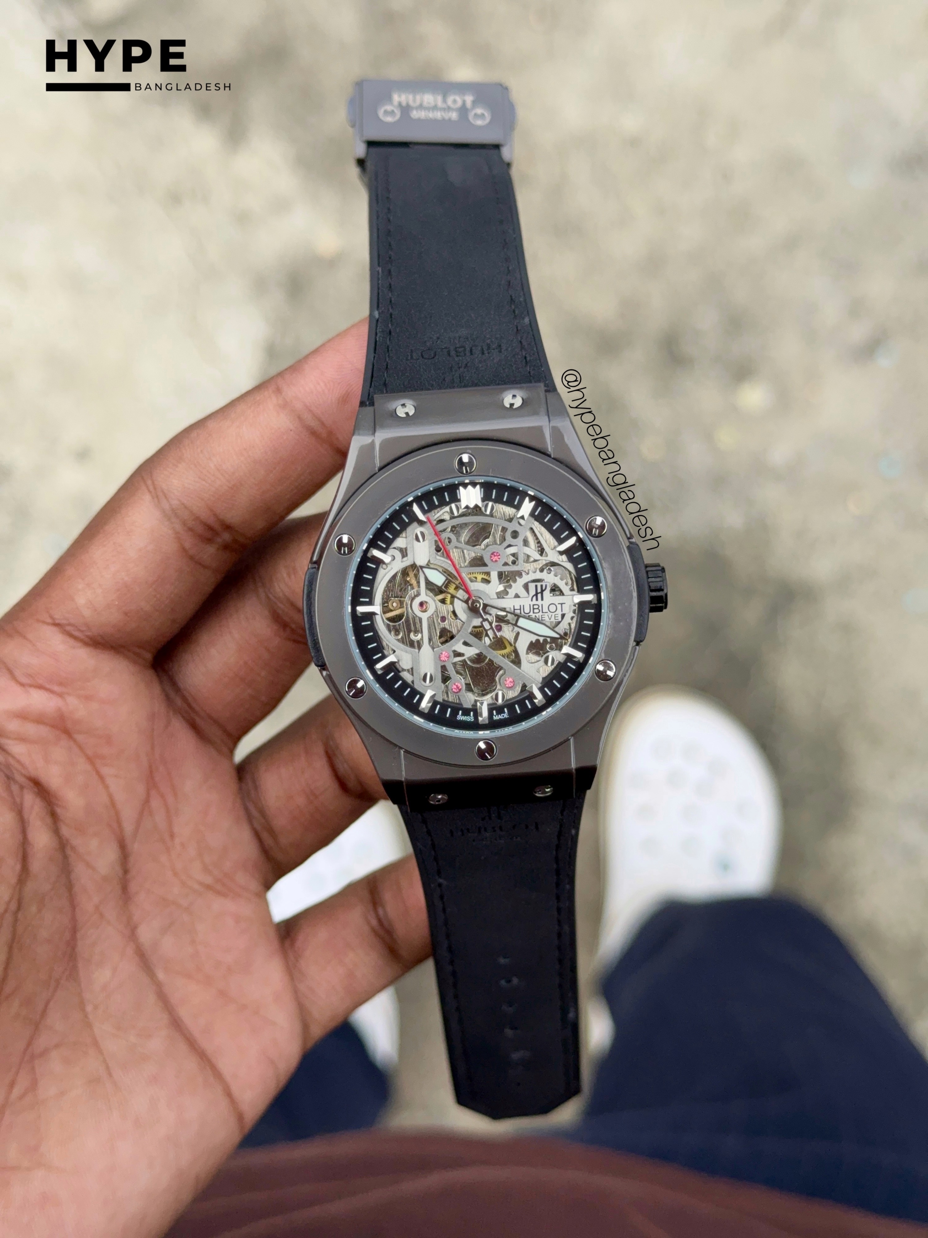 Hublot Skeleton Dial Automatic Watch (Belt)_img_1