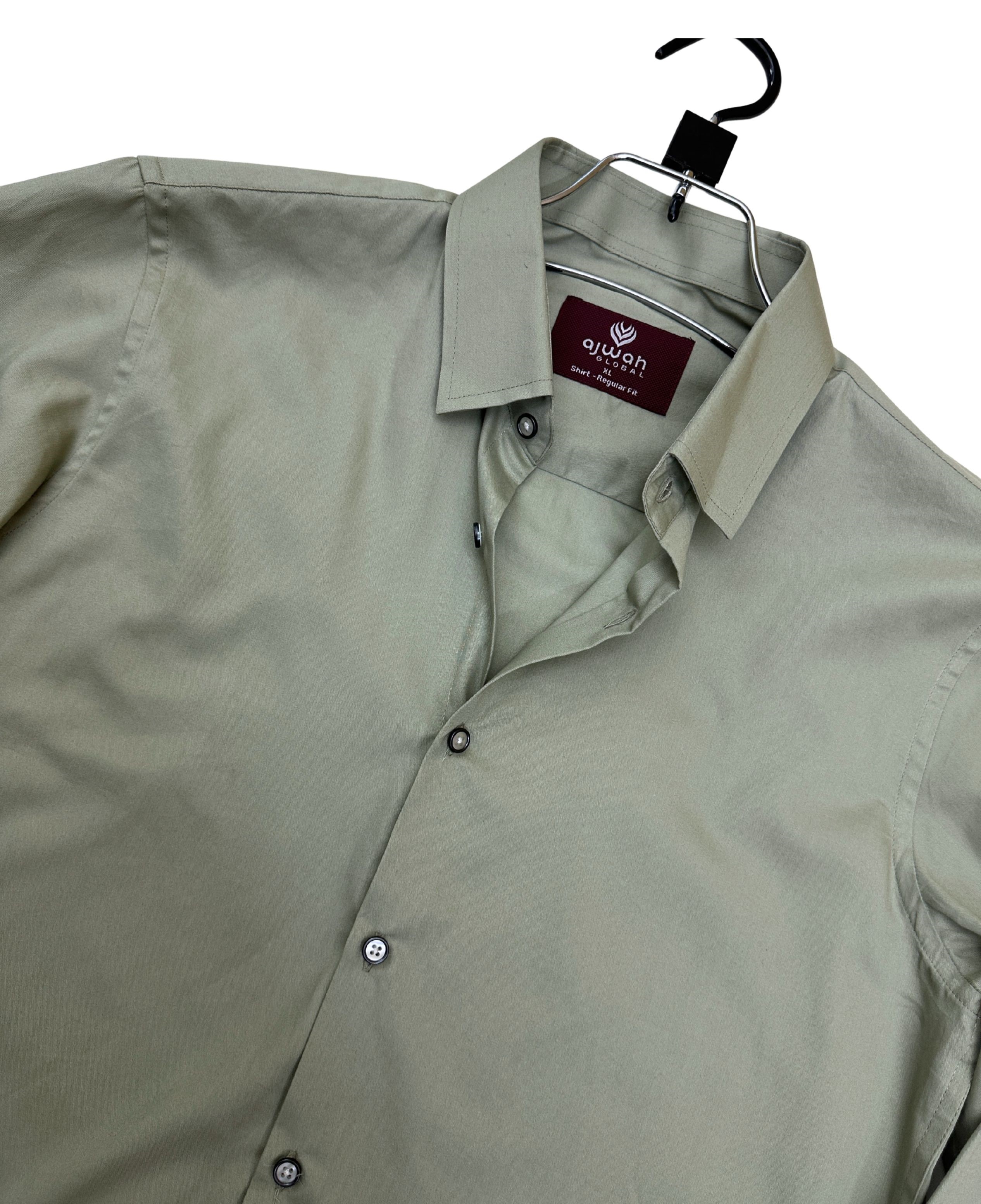 Solid Olive Green Shirt – Minimal Style_img_2