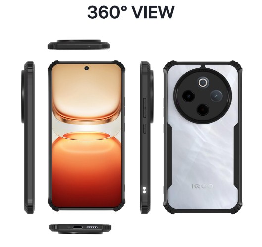 iQOO Z10 5G / Vivo T4 5G | 360 Degree Protection | Protective Design | Transparent Back Case for iQOO Z10 / Vivo T4 5G (PC & TPU, Black Bumper)_img_1