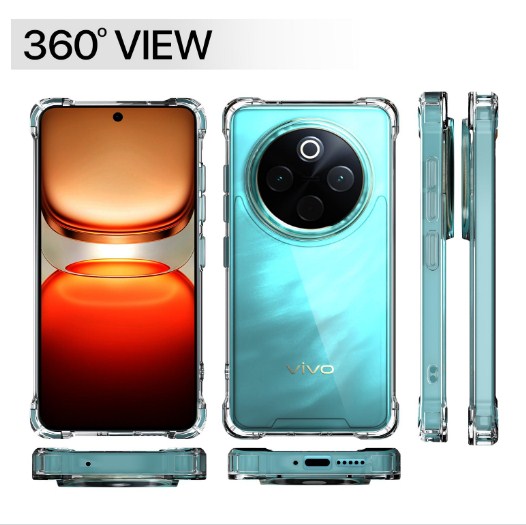 Vivo T4 5G / iQoo Z10 5G PC + TPU Clear Transparent Raised Edges Shockproof Protective Phone Bumper Case(Transparent)