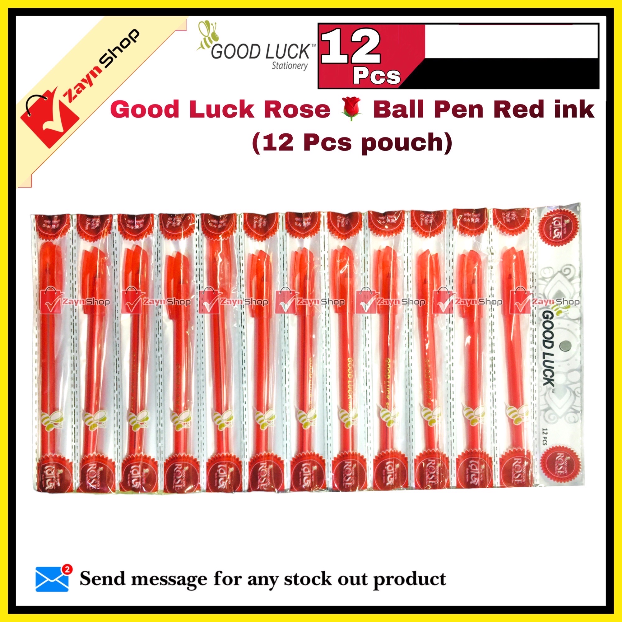 Good Luck DF Ball Pen Red ink 0.6mm (12 Pcs pouch)_img_0