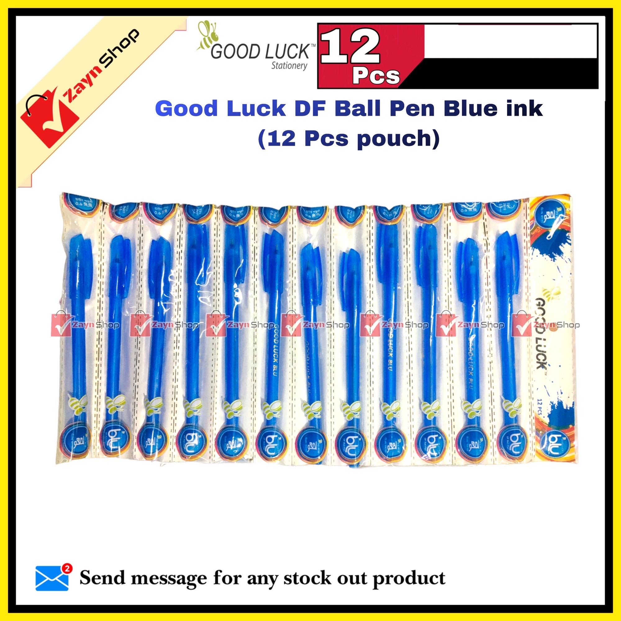Good Luck DF Ball Pen Blue ink 0.6mm (12 Pcs pouch)_img_0